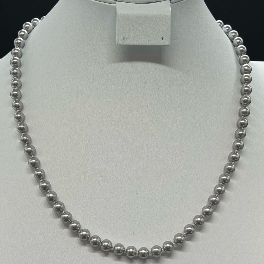 Studio Works Gray Faux Pearl Necklace 22 inch NWT